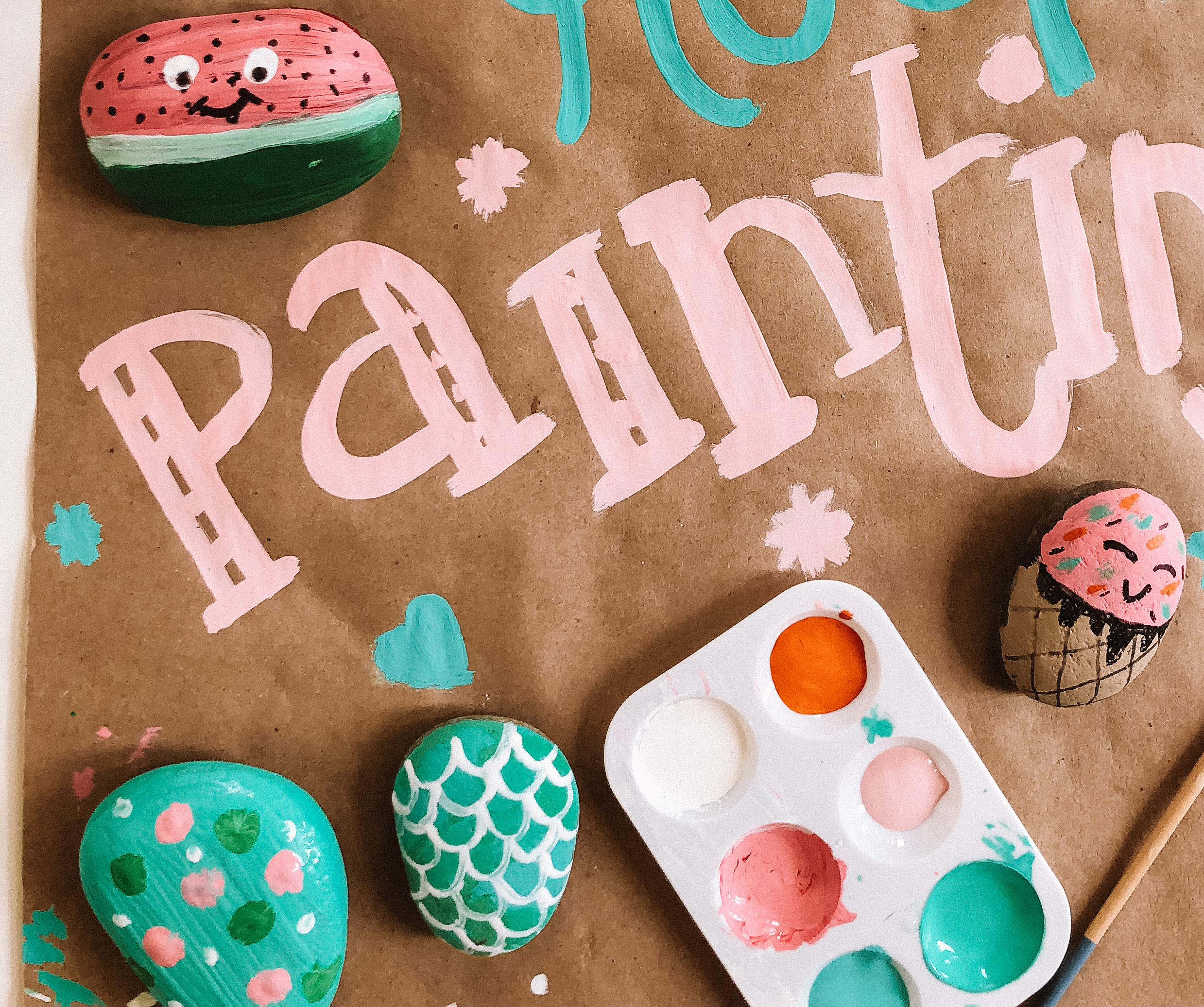 rock painting flowers