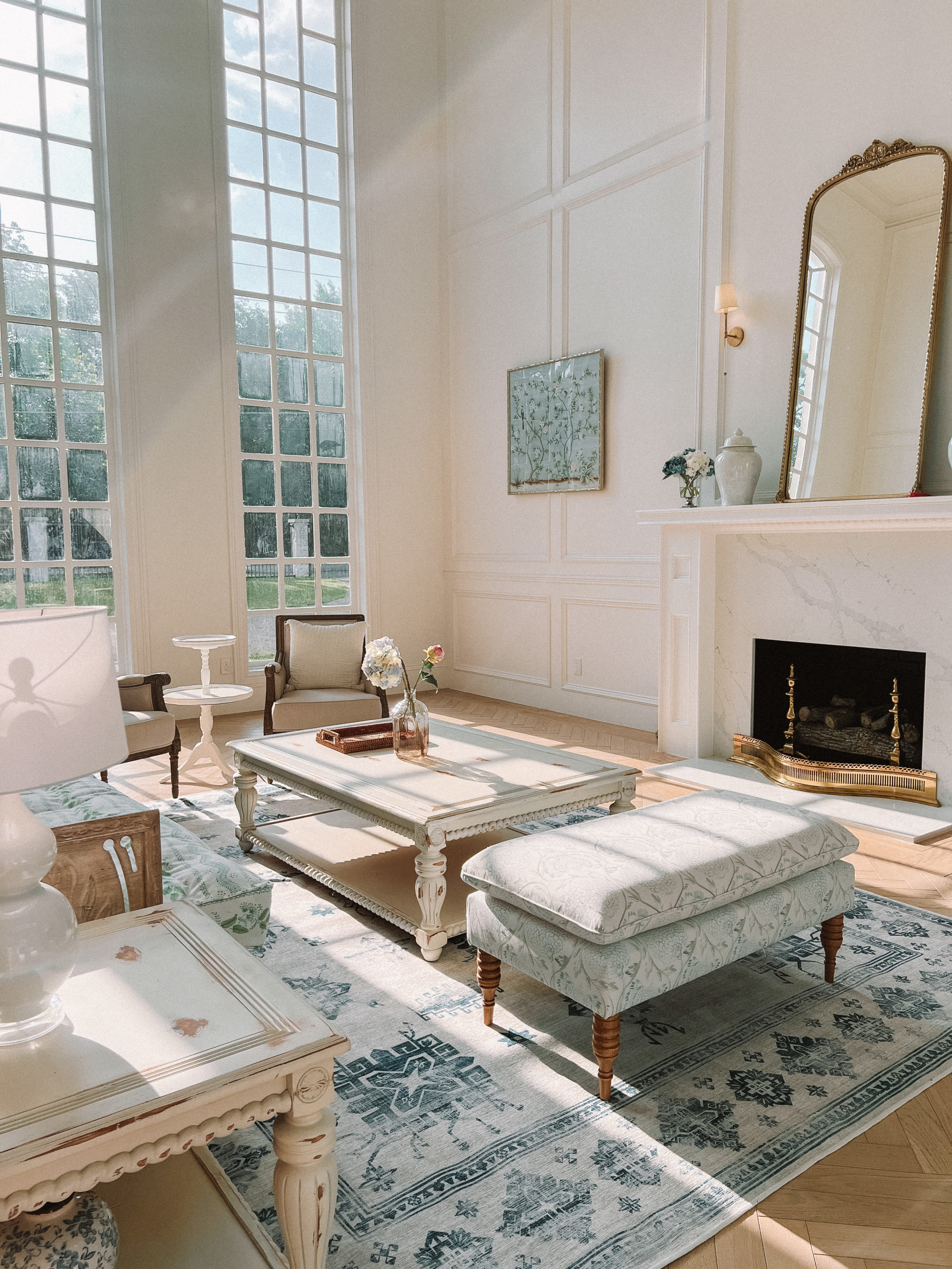 formal living room with fireplace
