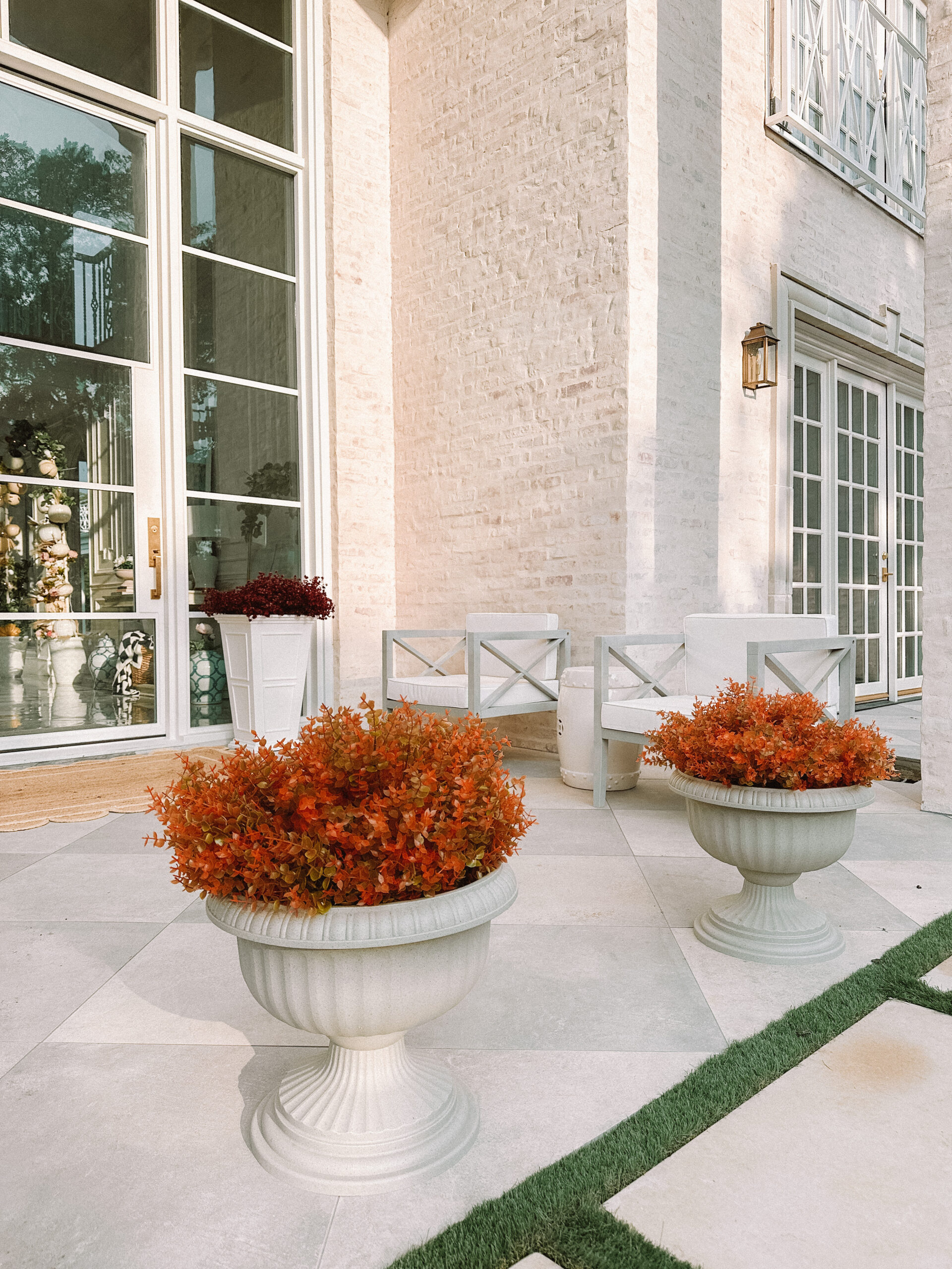 faux mums outdoors