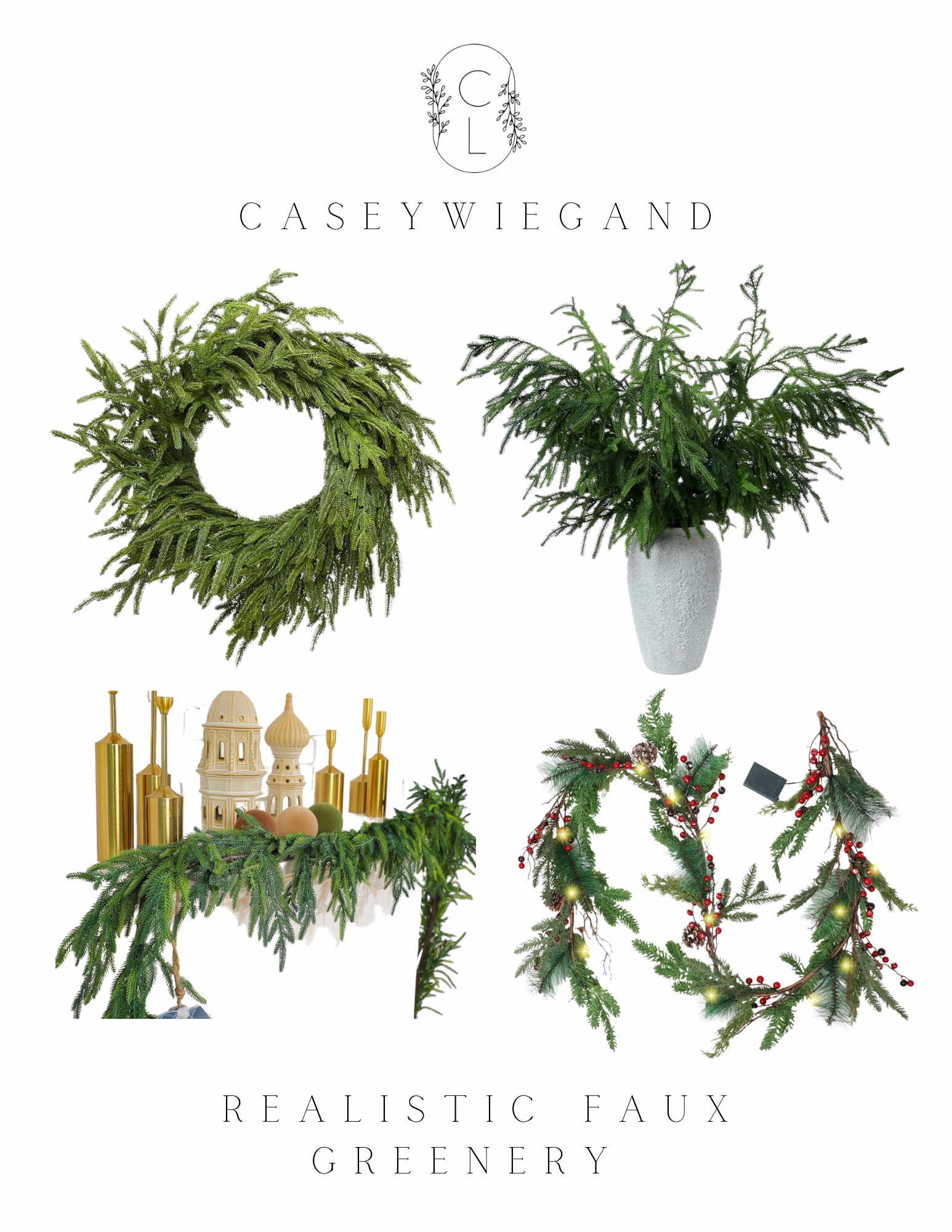 realistic faux christmas garland amazon